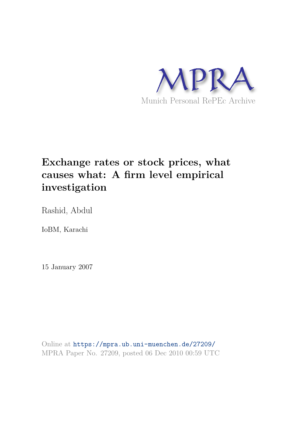 Exchange Rates Or Stock Prices, What Causes What: a ﬁrm Level Empirical Investigation