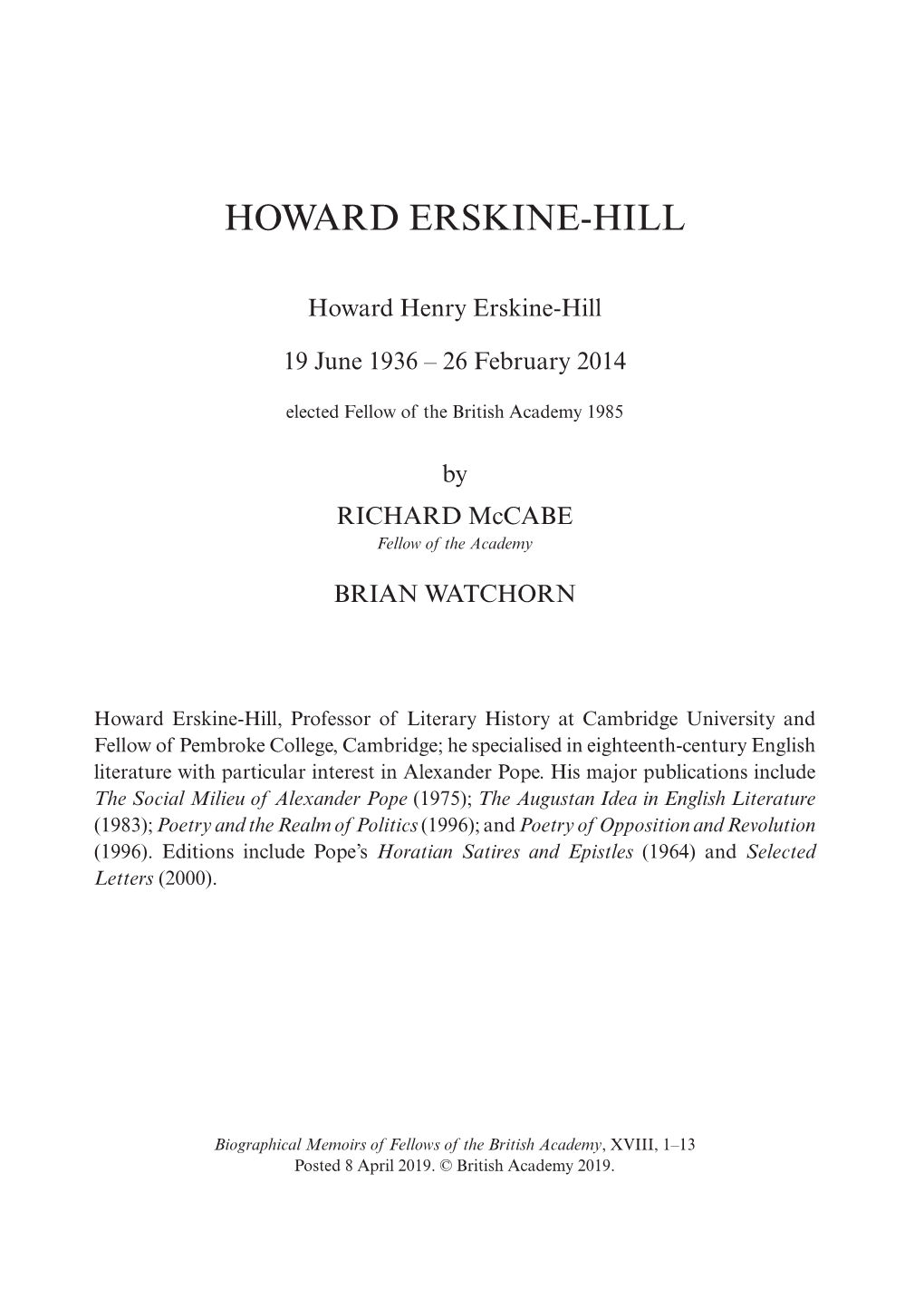 Howard Erskine-Hill