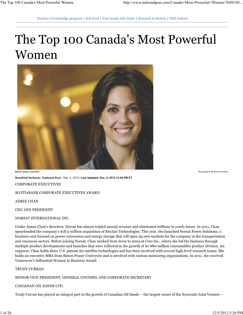 The Top 100 Canada's Most Powerful Women