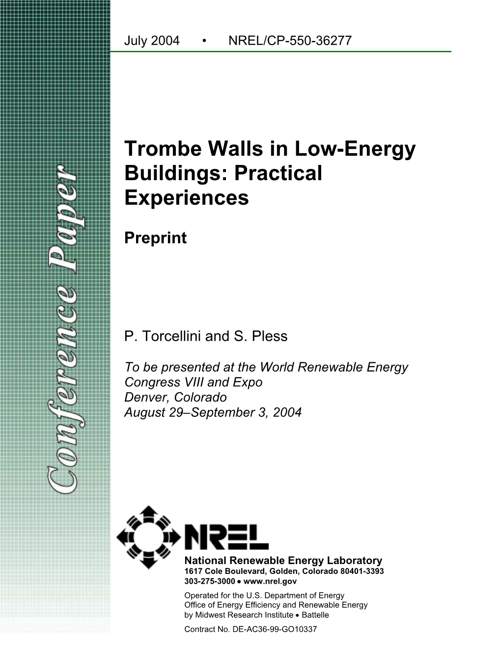 Trombe Walls in Low-Energy Buildings: Practical