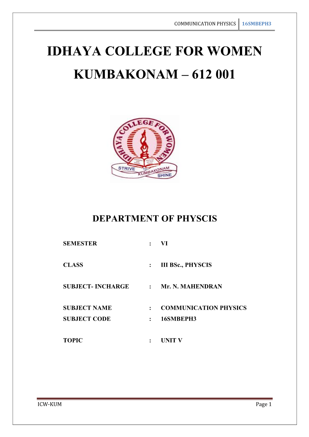 Communication Physics 16Smbeph3