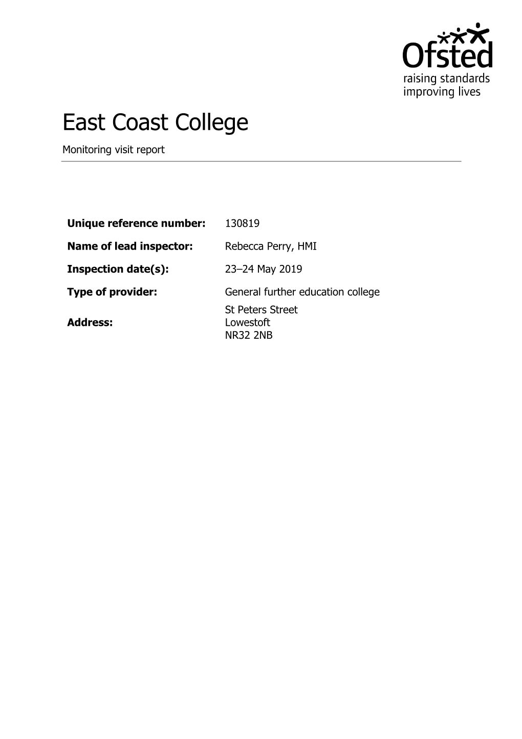 East Coast College Monitoring Visit Report
