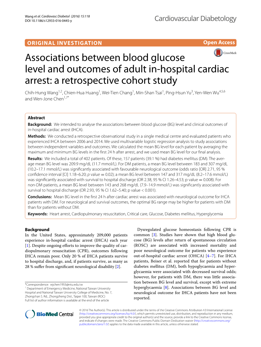 Associations Between Blood Glucose Level