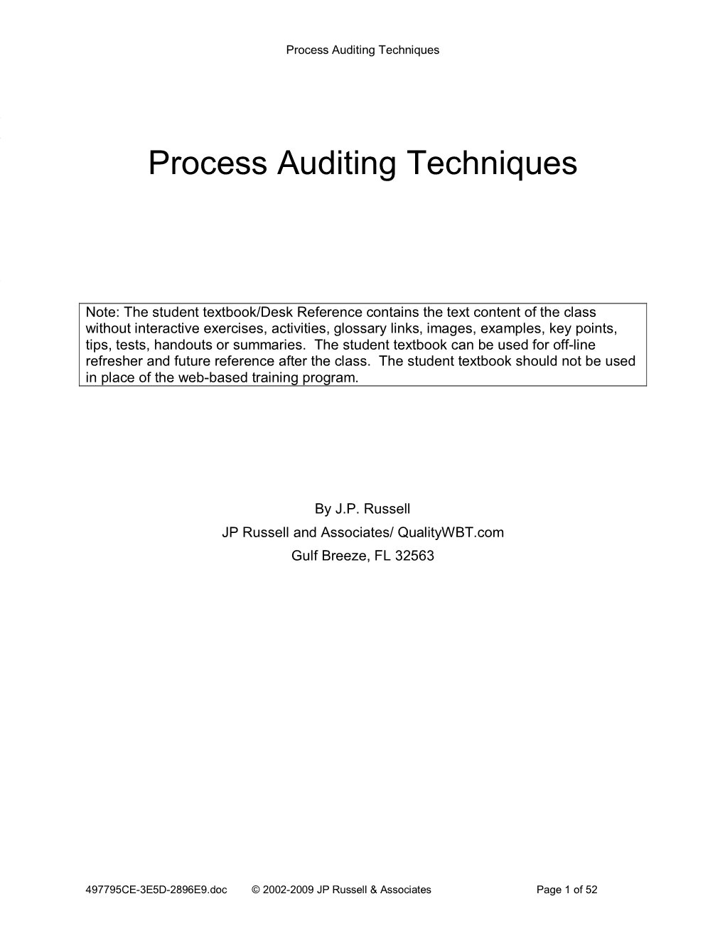 Process Auditing Techniques