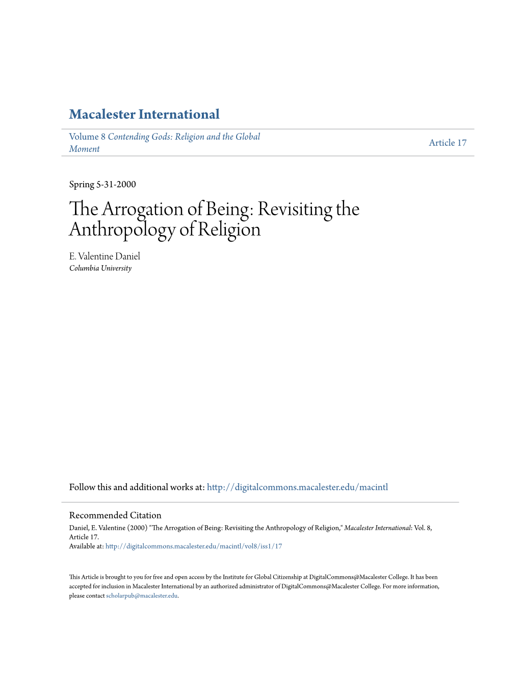 Revisiting the Anthropology of Religion E