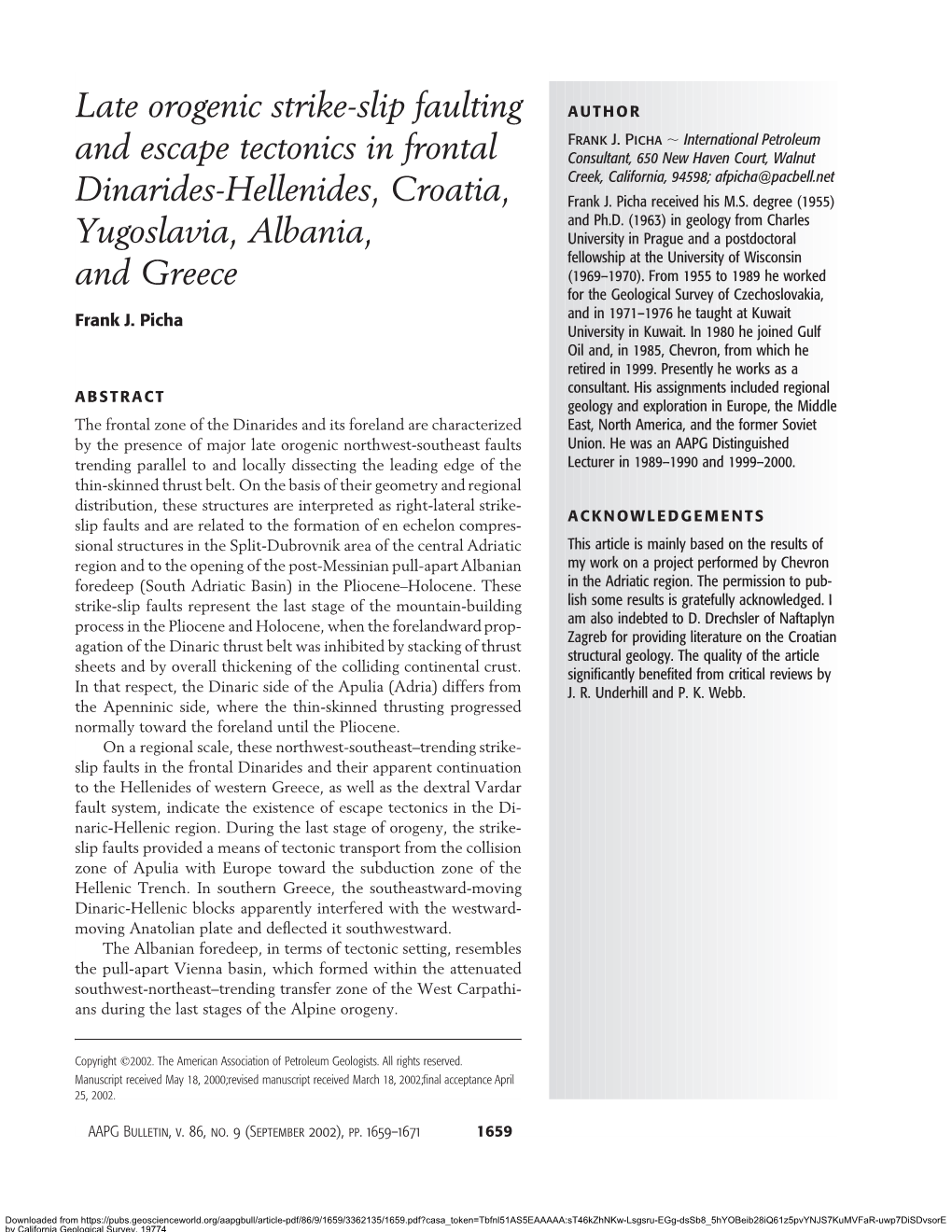 Late Orogenic Strike-Slip Faulting and Escape Tectonics in Frontal