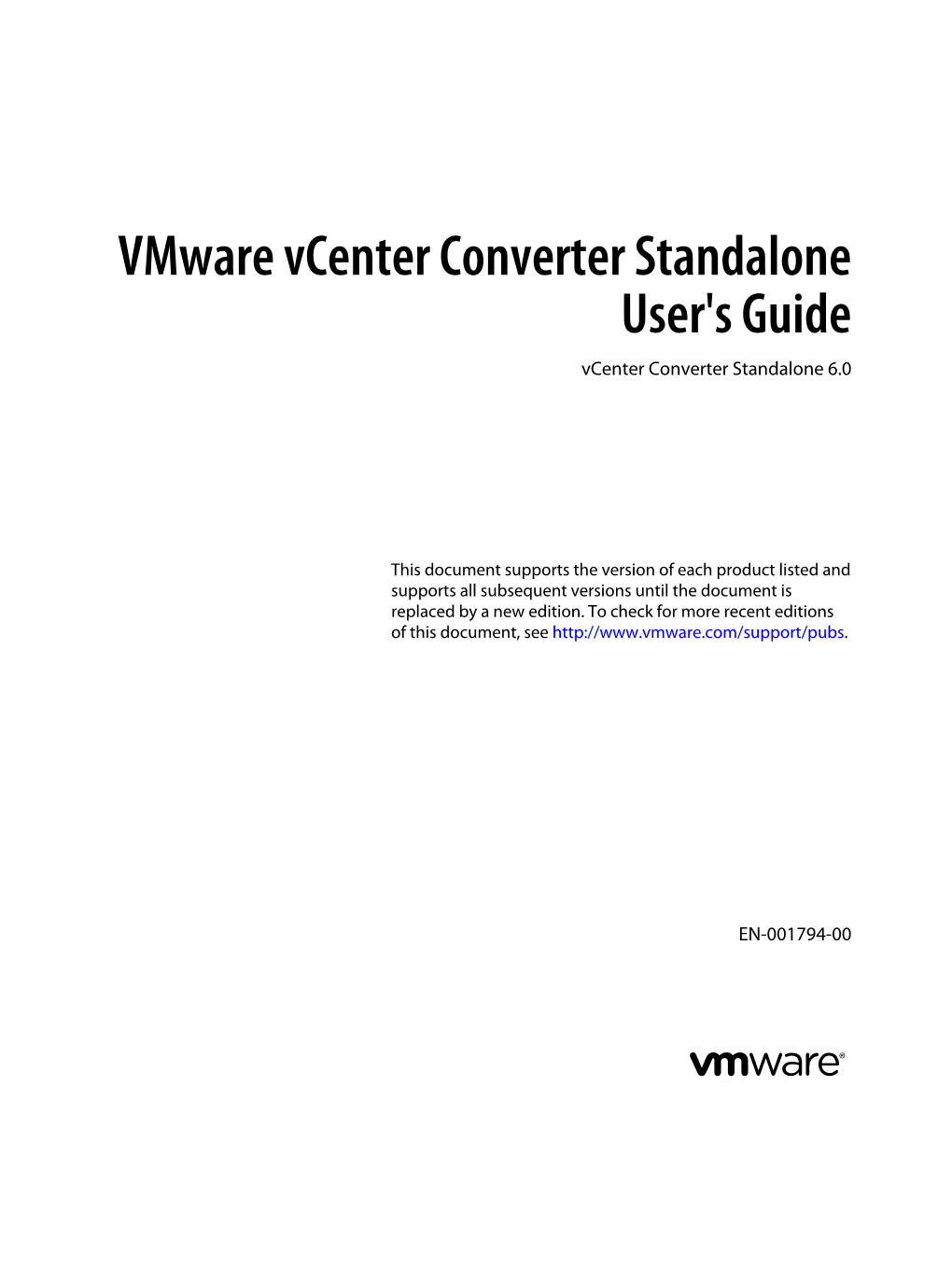 Vmware Vcenter Converter Standalone 6.0 User's Guide