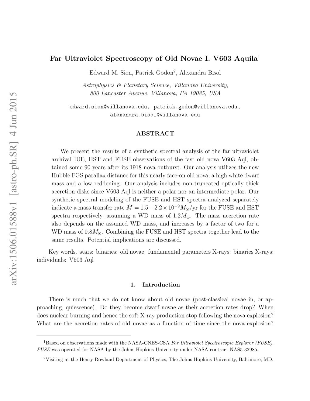 Far Ultraviolet Spectroscopy of Old Novae I. V603 Aquila