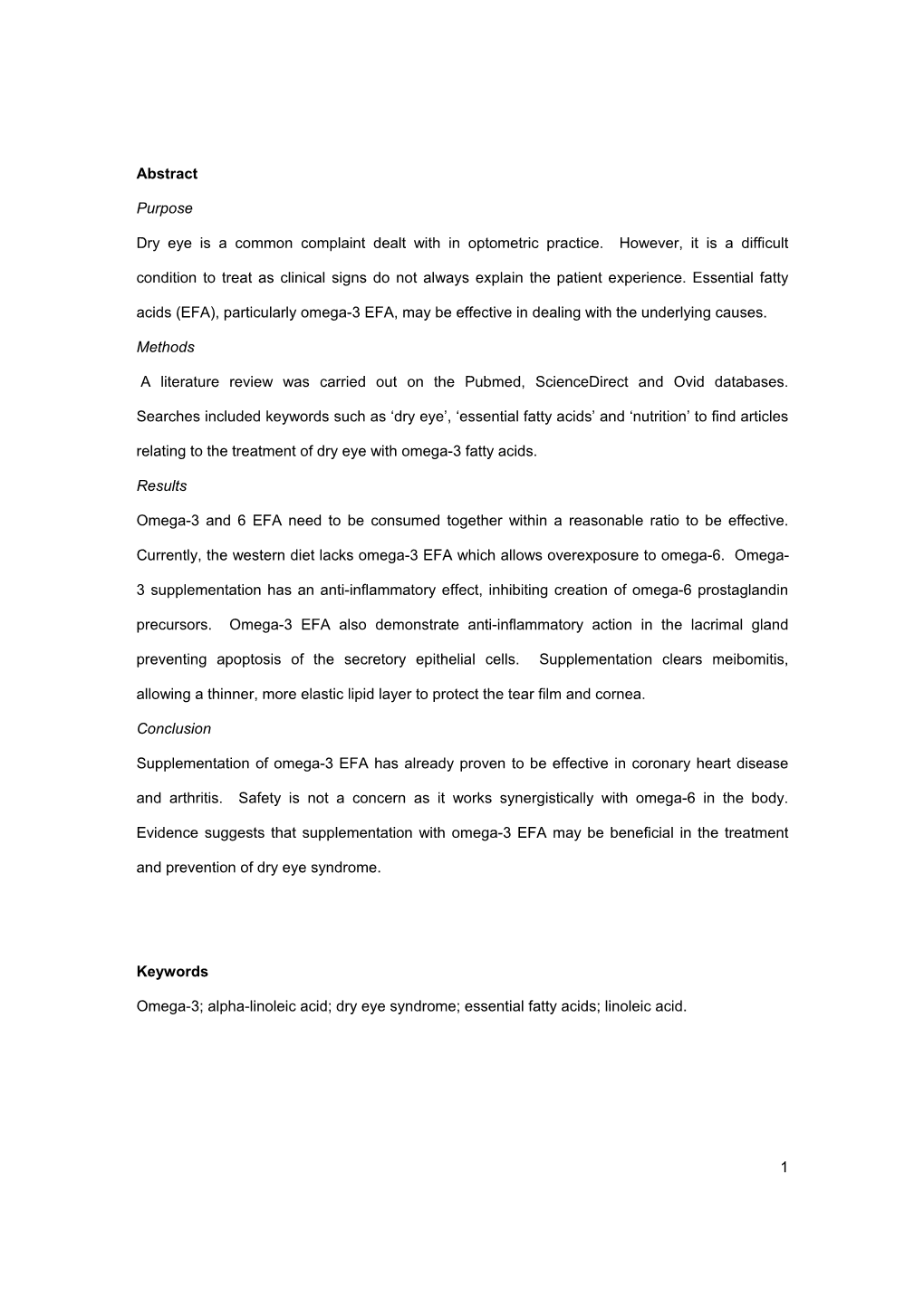 Essential Fatty Acids for Dry Eye Syndrome Was Incorporated in to the Manuscript