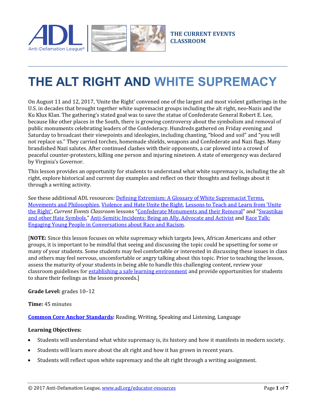 The Alt Right and White Supremacy