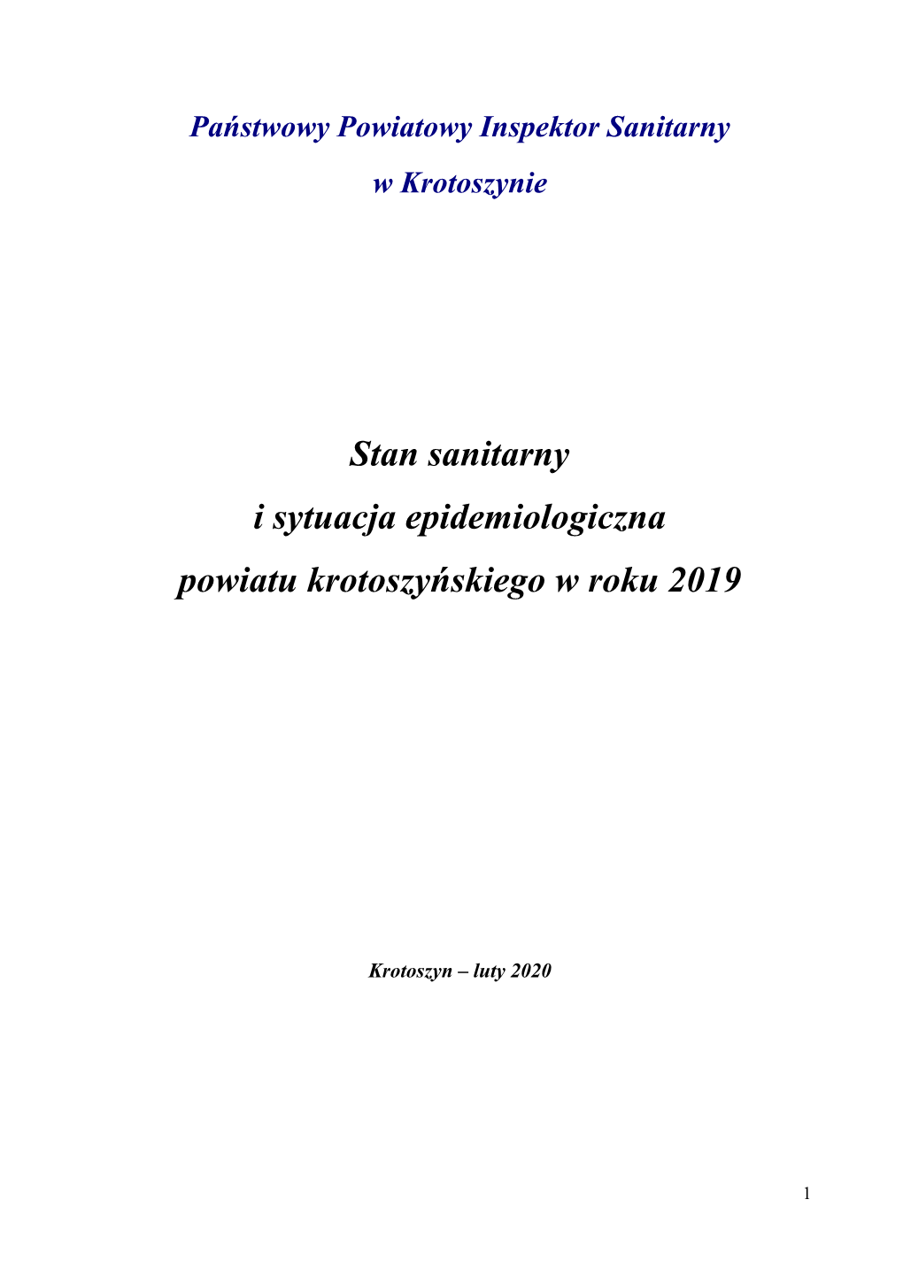Stan Sanitarny I Sytuacja Epidemiologiczna Powiatu Krotoszyńskiego W Roku 2019
