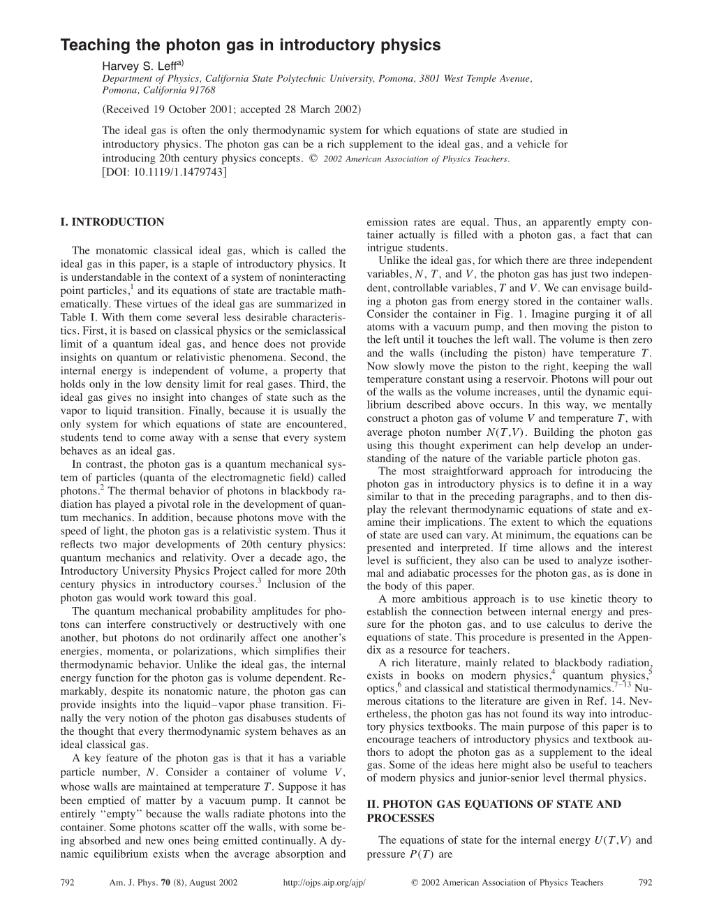 Teaching the Photon Gas in Introductory Physics Harvey S