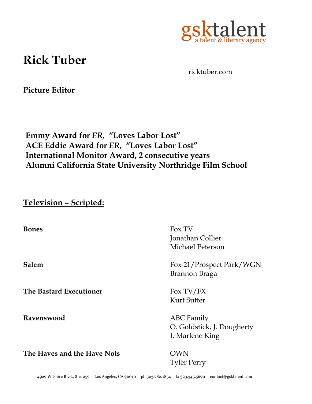 Rick Tuber Resume