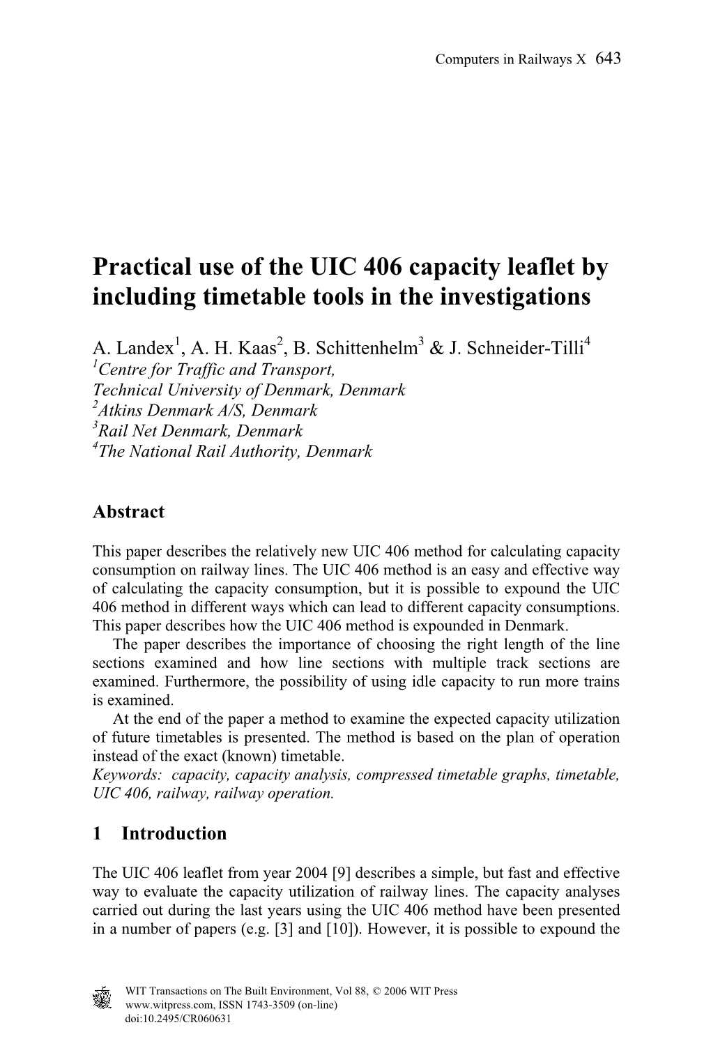 Practical Use of the UIC 406 Capacity Leaflet by Including Timetable Tools in the Investigations