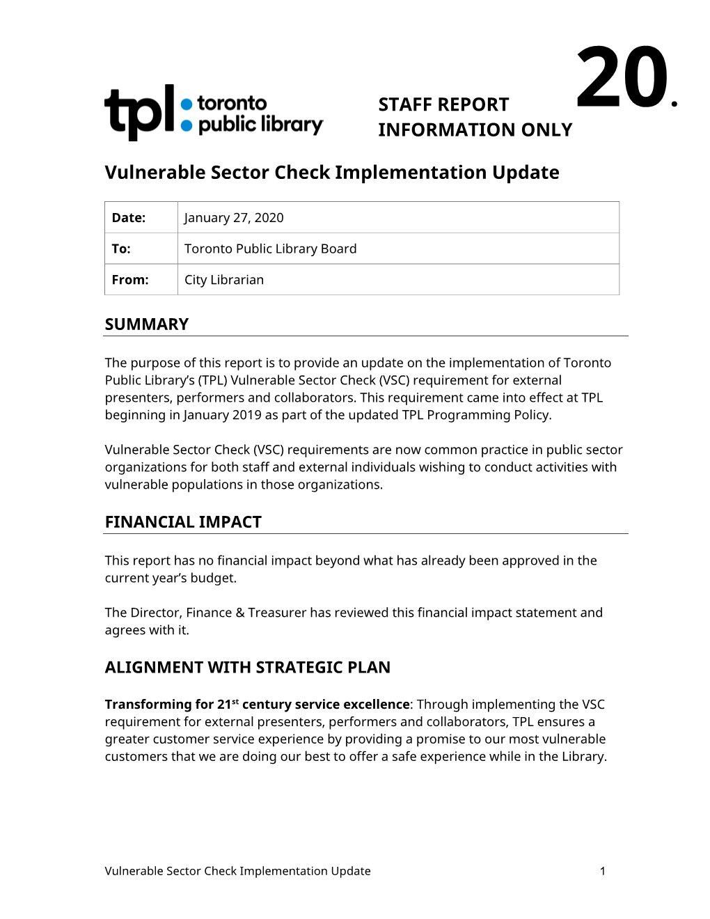 Vulnerable Sector Check Implementation – Update