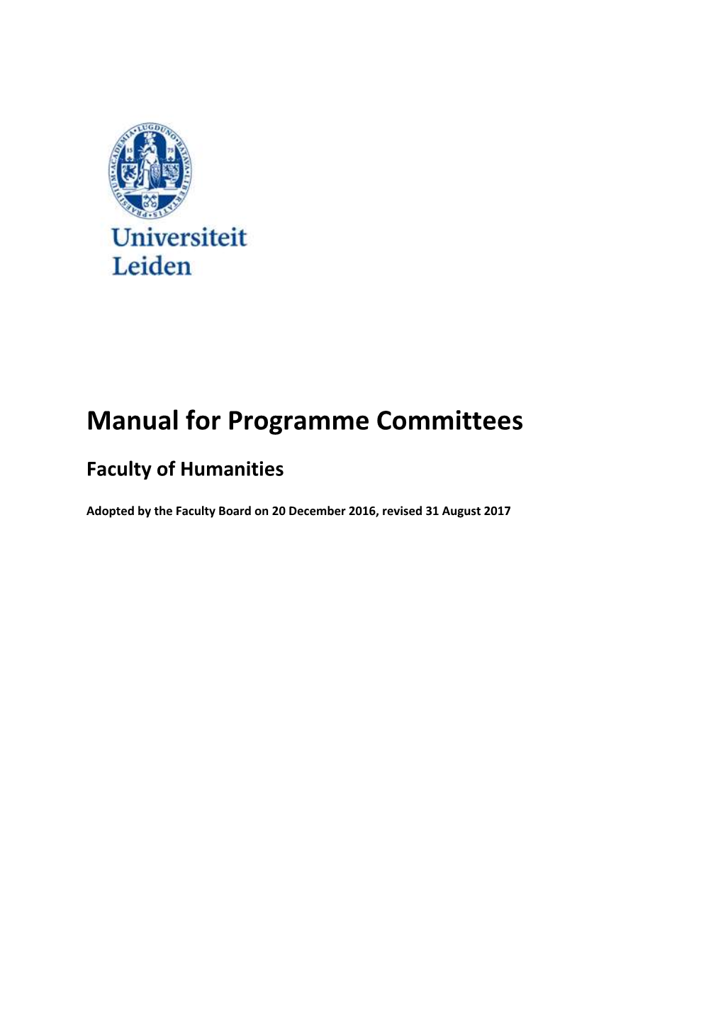 Manual for Programme Committees