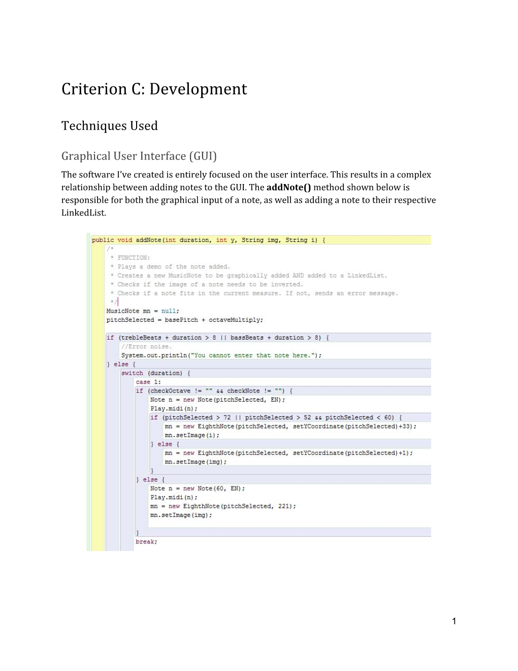 Criterion C: Development