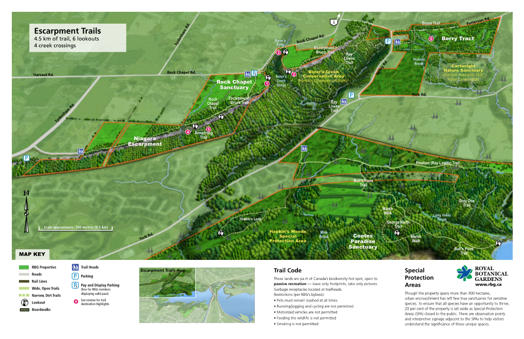 Escarpment Trails 4.5 Km of Trail, 6 Lookouts 6 Berry Tract Borer’S Rock Chapel Rd