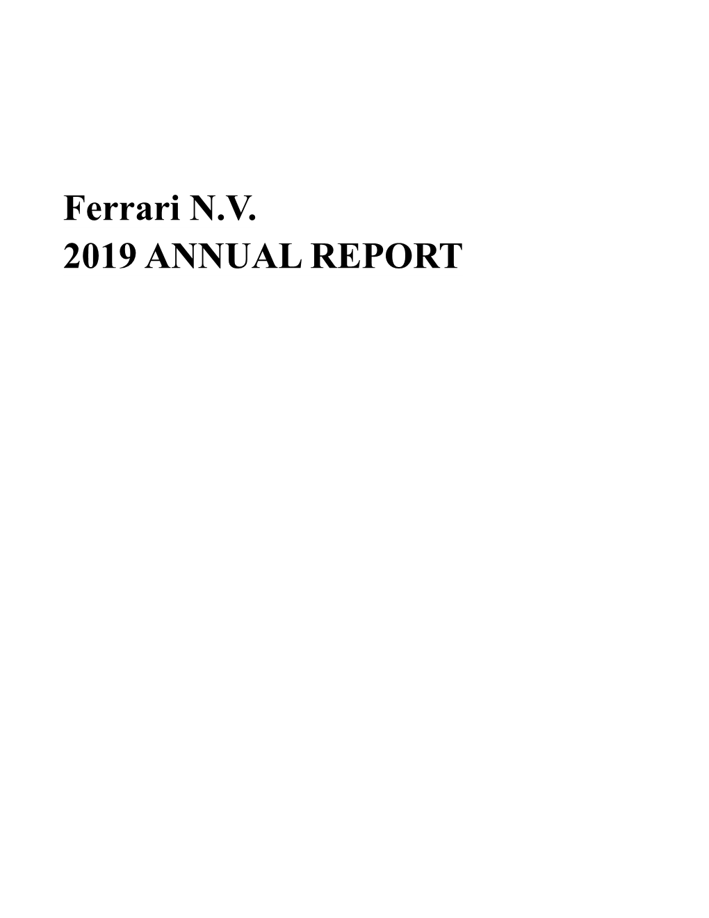 Ferrari NV 2019 ANNUAL REPORT