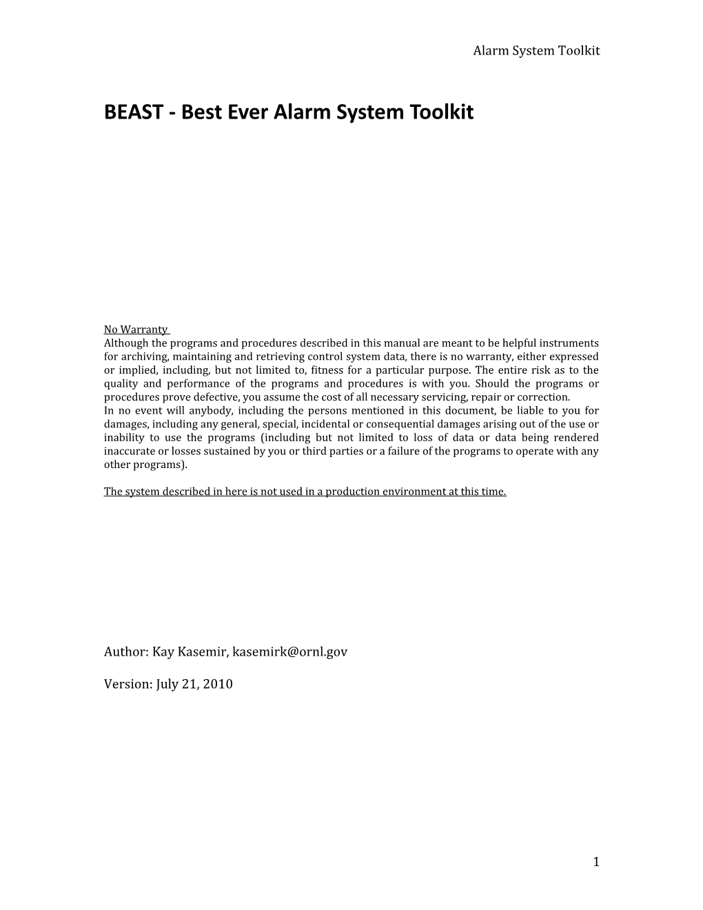 BEAST - Best Ever Alarm System Toolkit