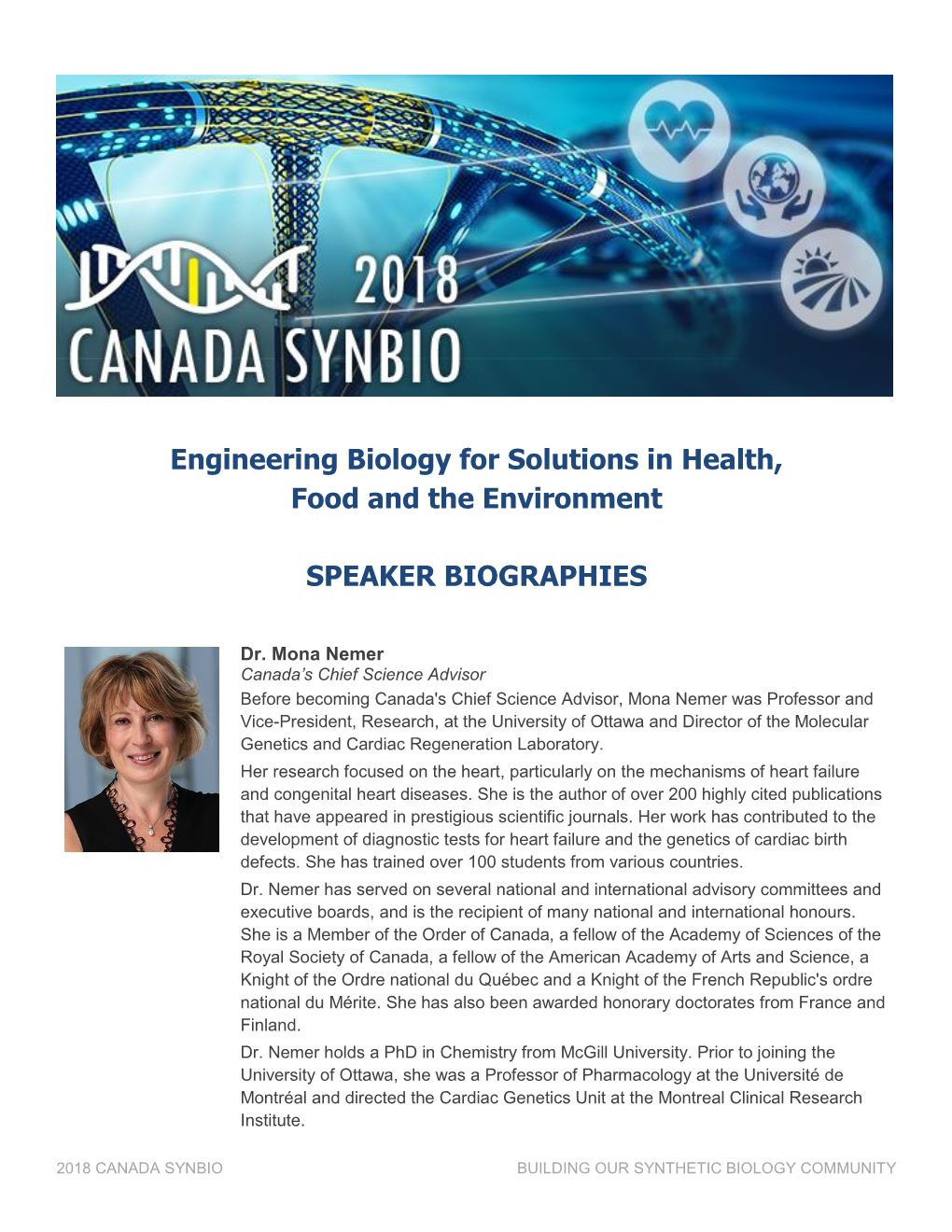 Engineering Biology for Solutions in Health, Food and the Environment
