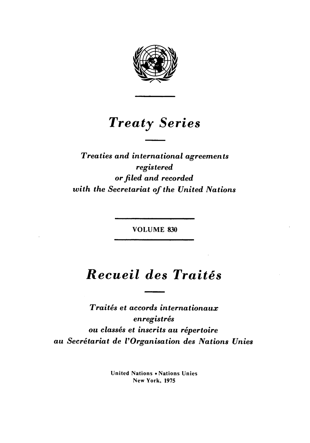 Treaty Series Recueil Des Traites