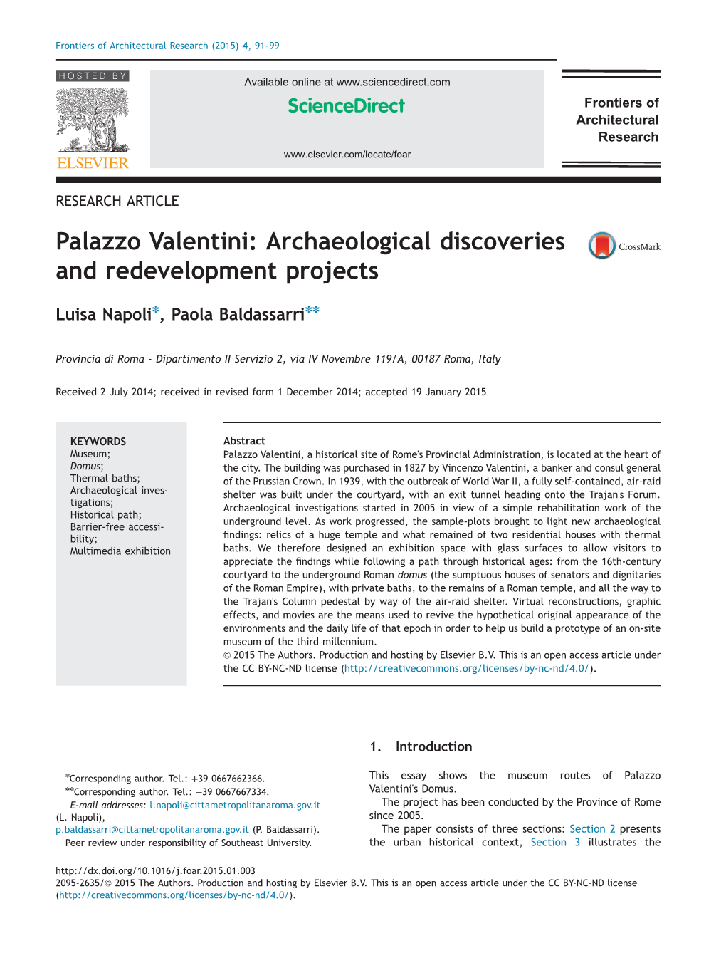 Palazzo Valentini: Archaeological Discoveries and Redevelopment Projects