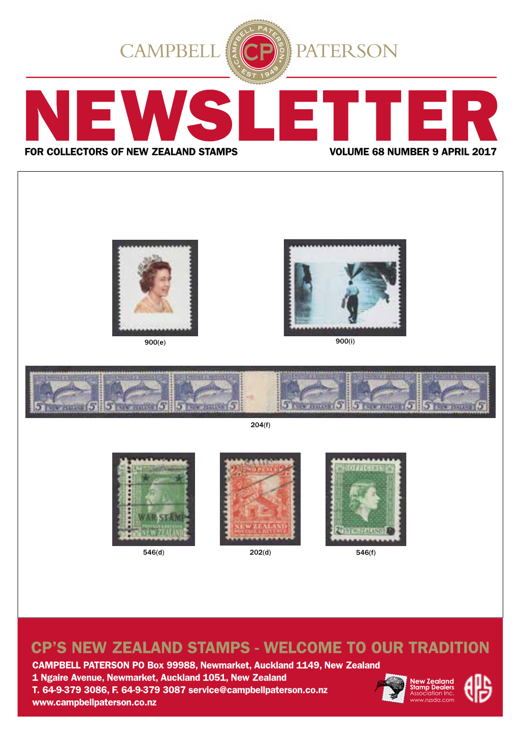 Newsletterfor Collectors of New Zealand Stamps Volume 68 Number 9 April 2017