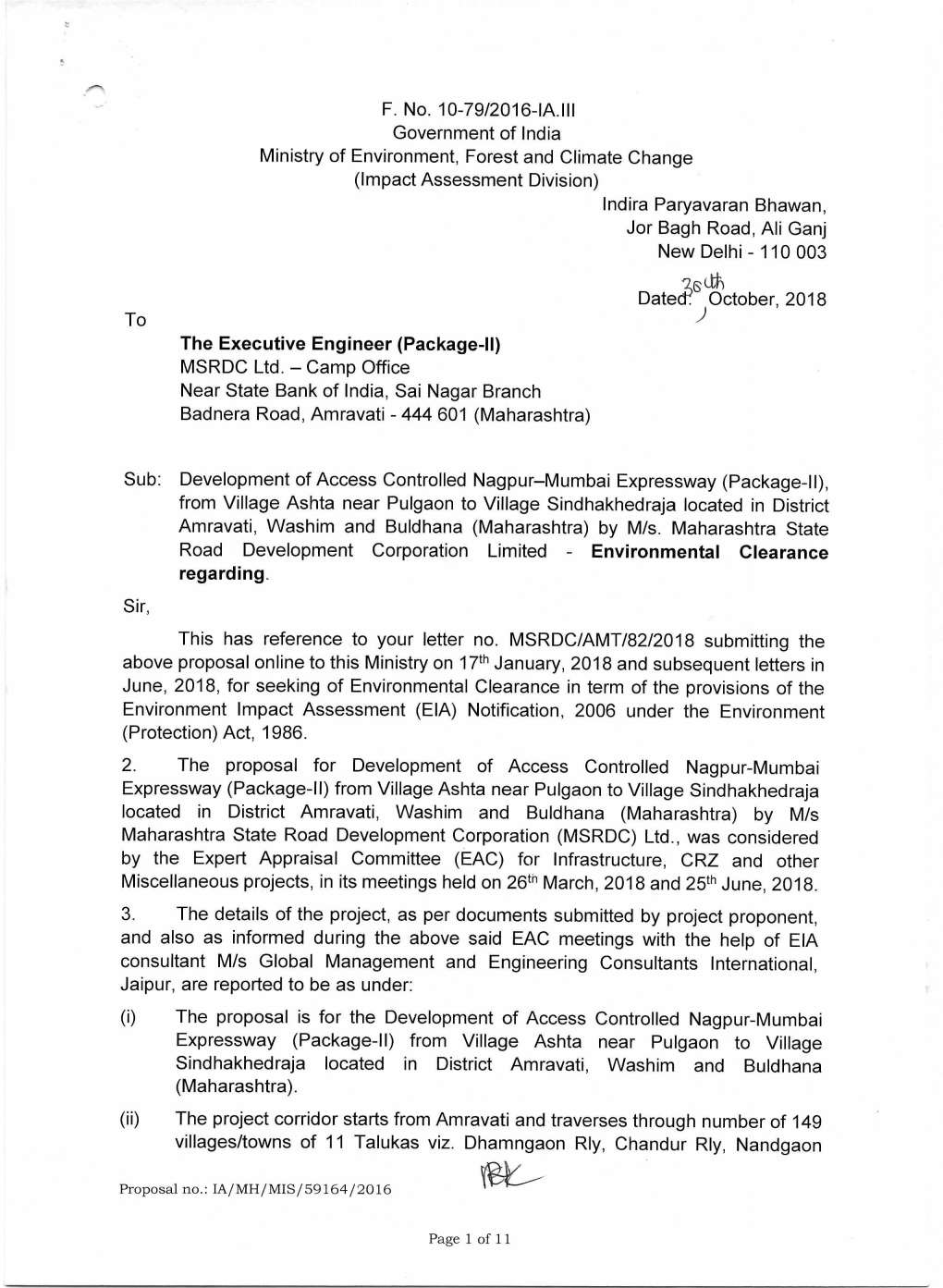 F. No. 10-79/2016-IA.III Government of India Ministry of Environment