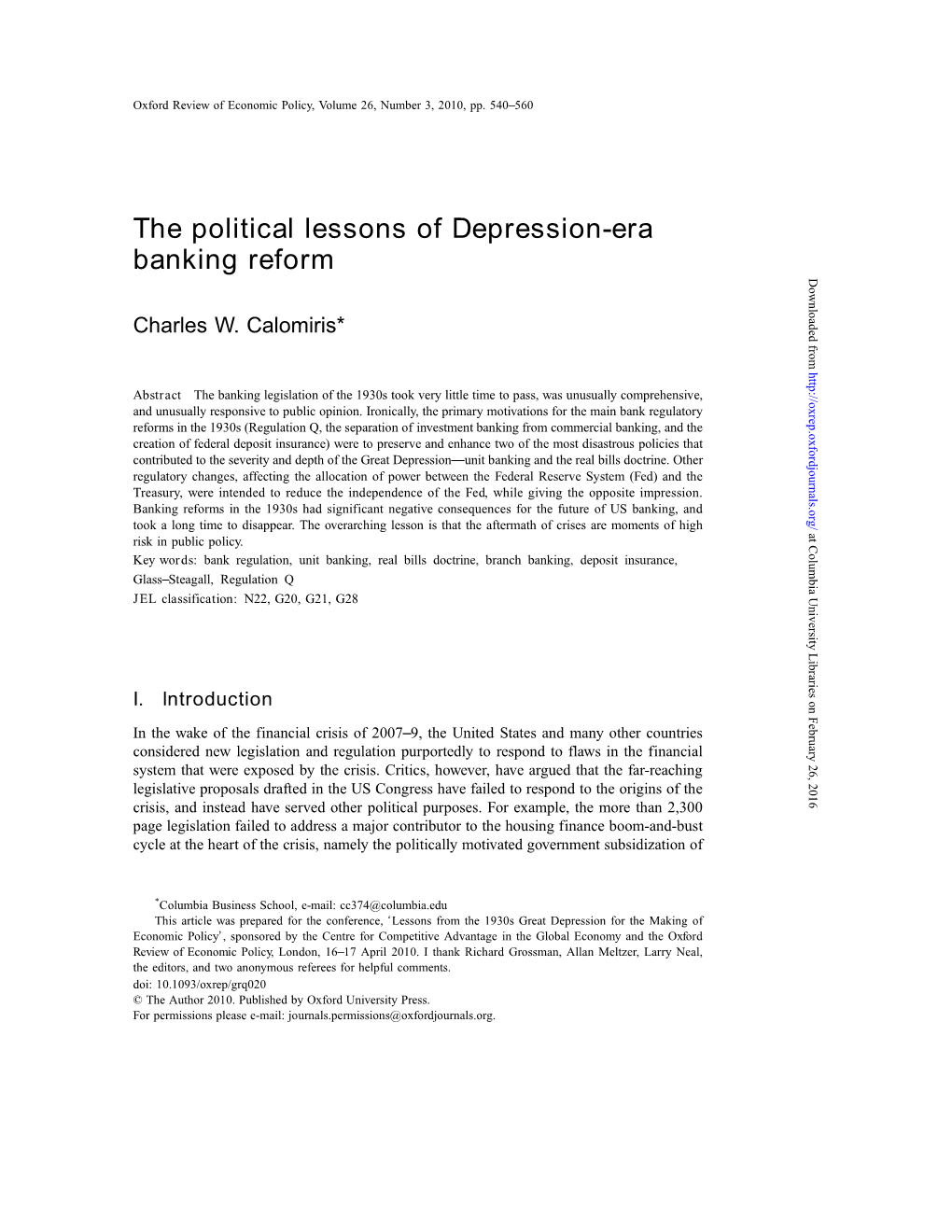 Political Lessons of Depression-Era Banking Reform.Pdf