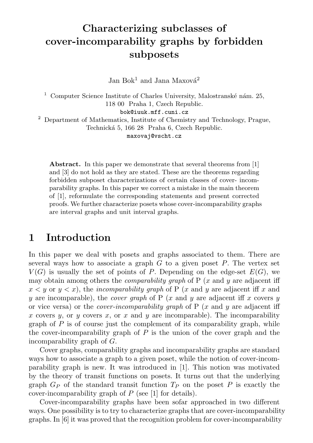 Characterizing Subclasses of Cover-Incomparability Graphs by Forbidden Subposets