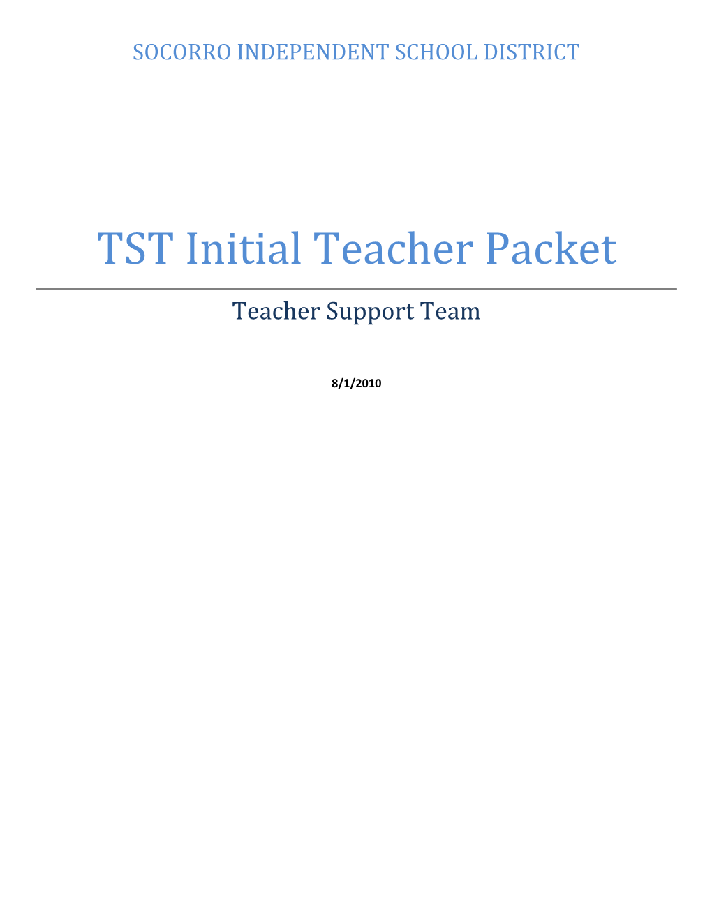 TST Initial Teacher Packet