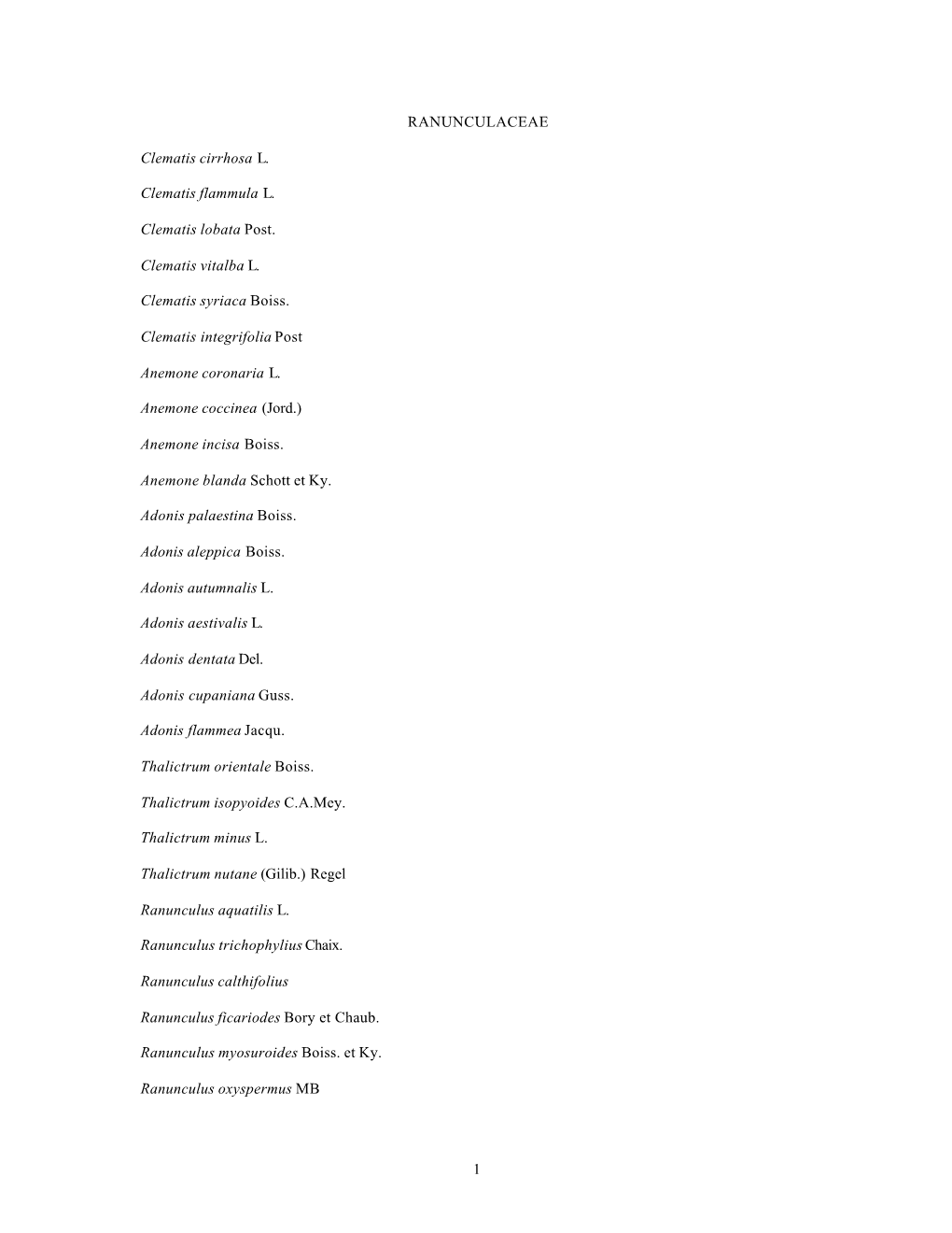 Checklist of Lebanon Plants