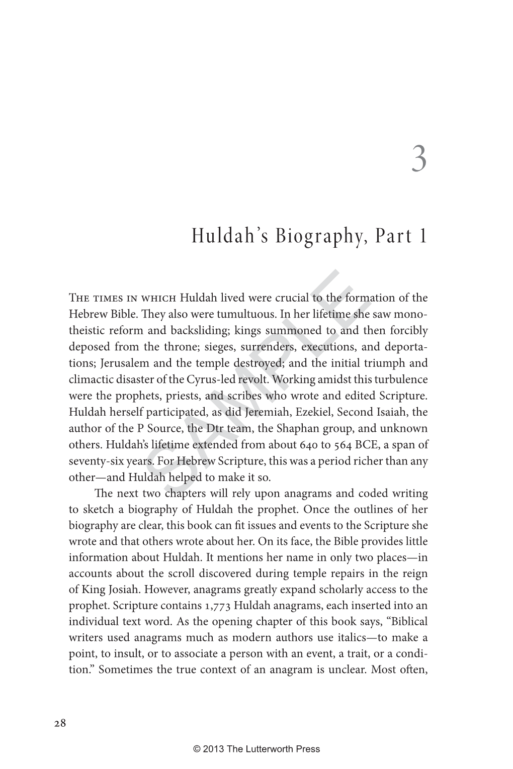 Huldah's Biography, Part 1