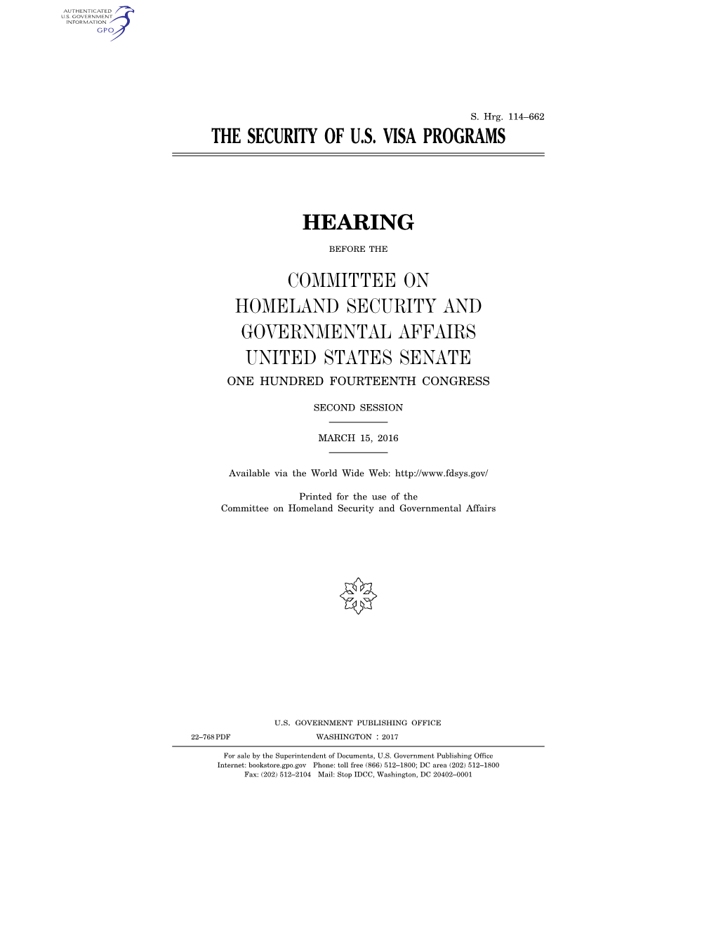 The Security of U.S. Visa Programs Hearing