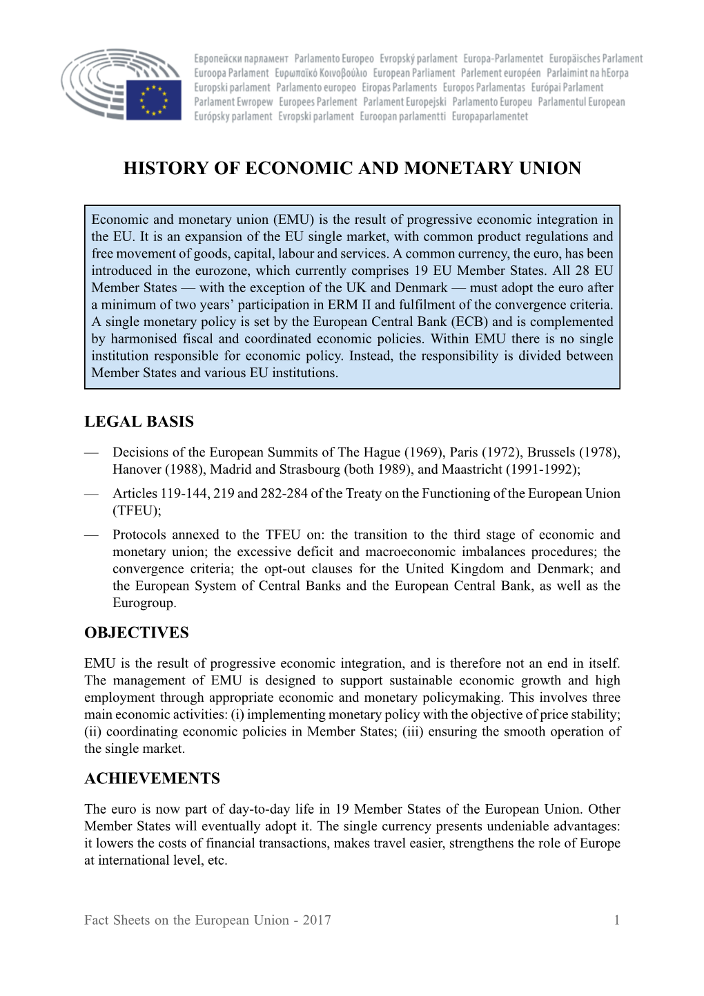 History of Economic and Monetary Union