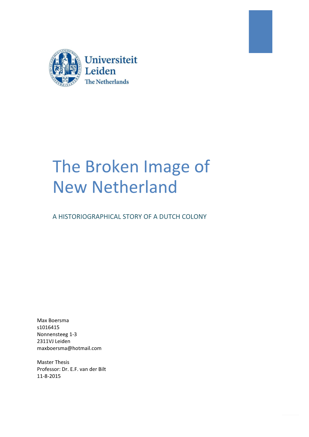 The Broken Image of New Netherland