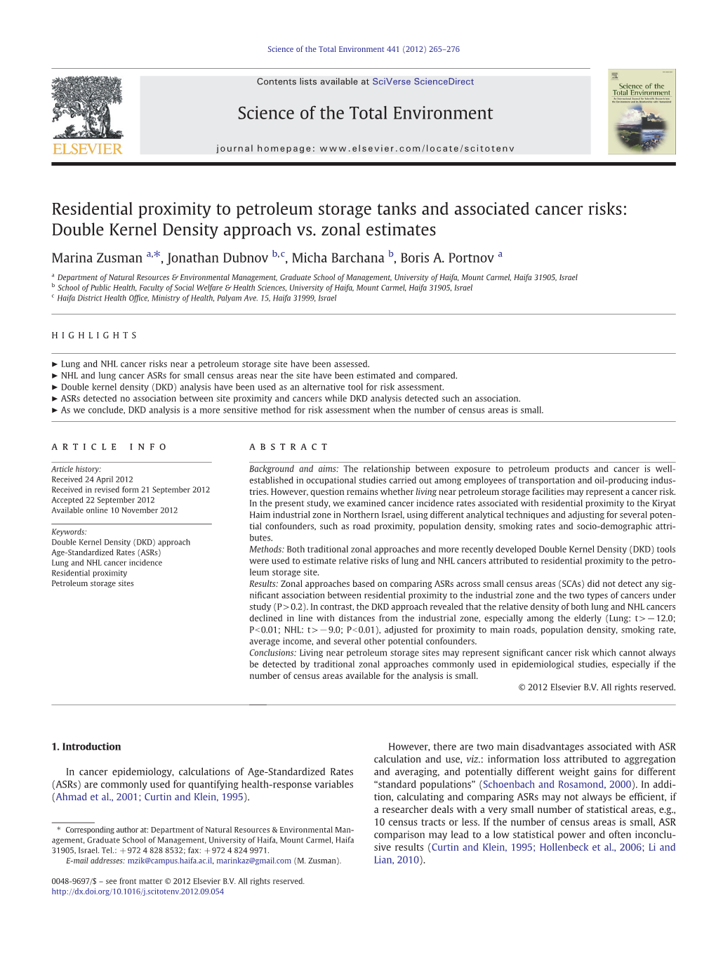 Residential Proximity to Petroleum Storage Tanks and Associated Cancer Risks: Double Kernel Density Approach Vs