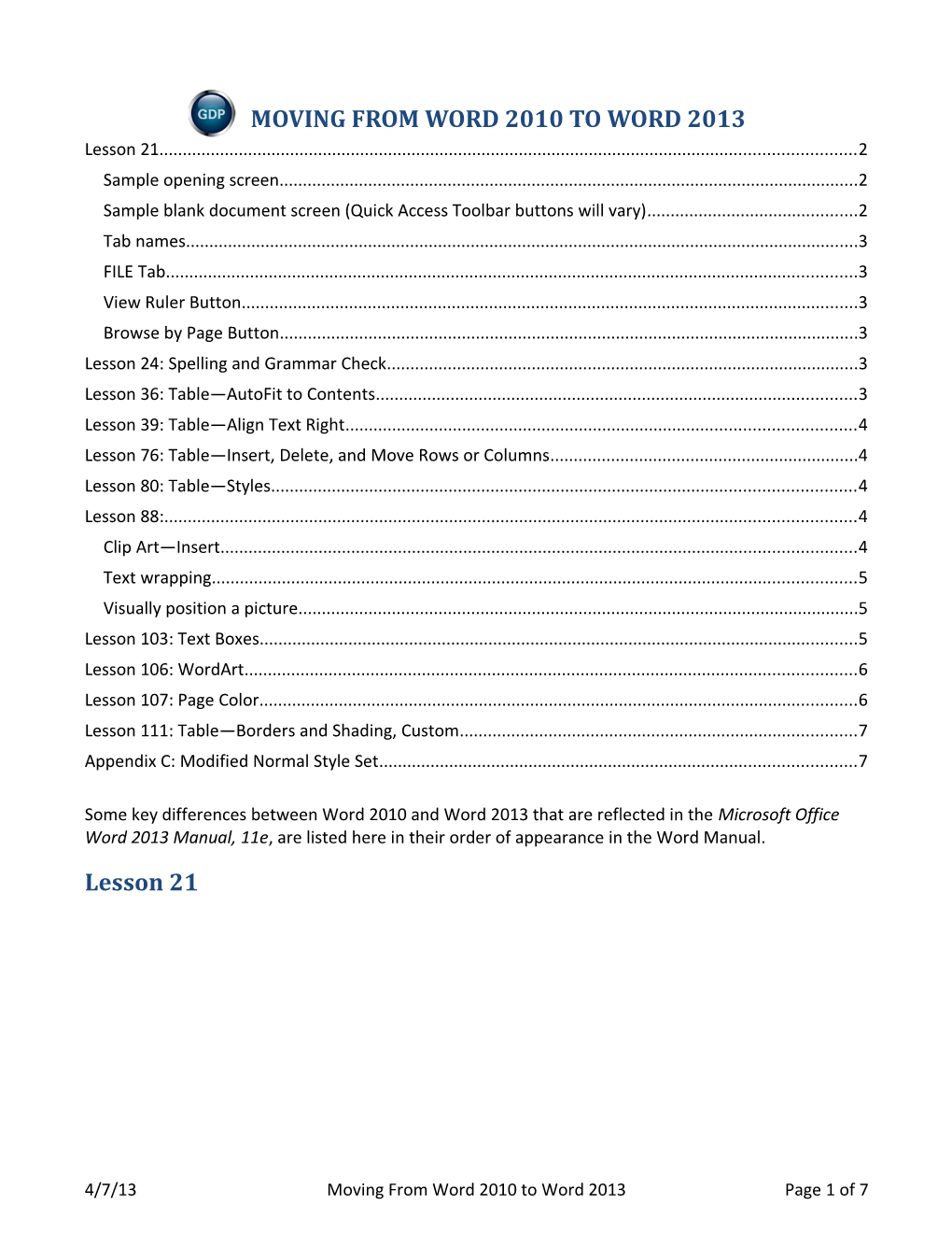 Moving from Word 2010 to Word 2013