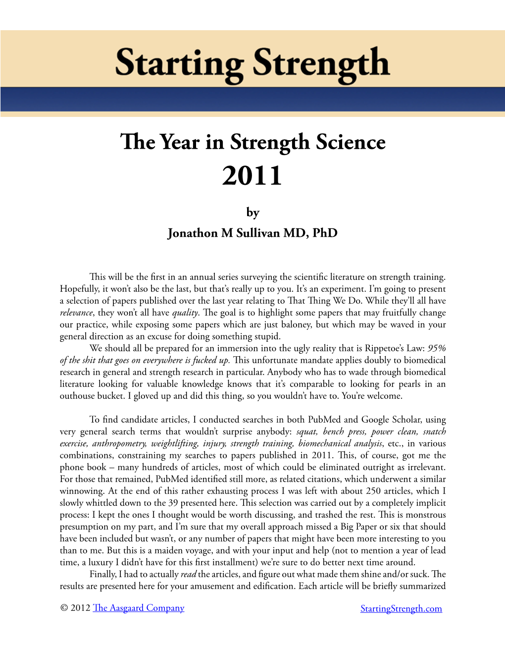 The Year in Strength Science 2011