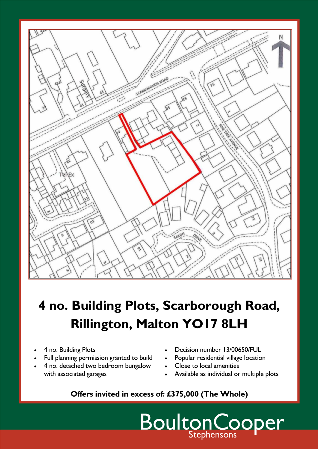 4 No. Building Plots, Scarborough Road, Rillington, Malton YO17 8LH