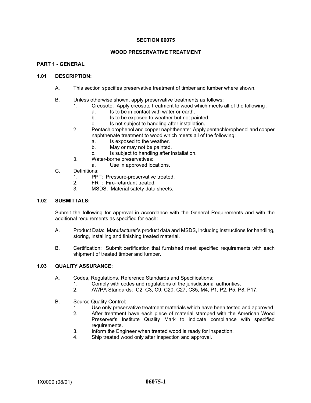 Section 06075 Wood Preservative