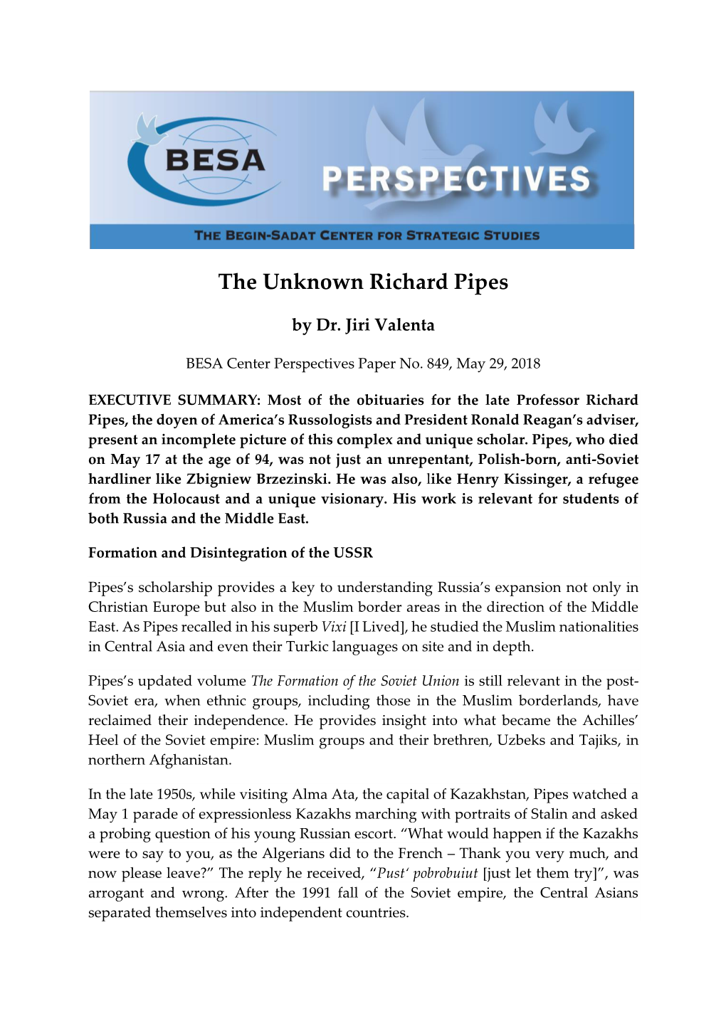 The Unknown Richard Pipes