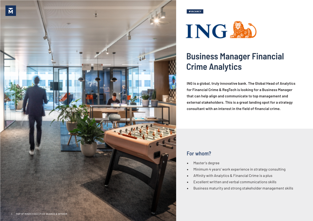 Business Manager Financial Crime Analytics