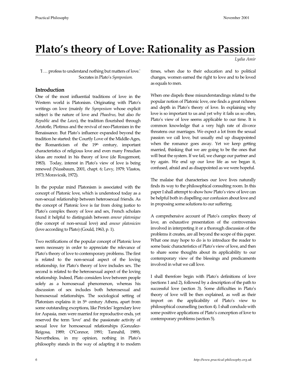 Plato's Theory of Love: Rationality As Passion Lydia Amir