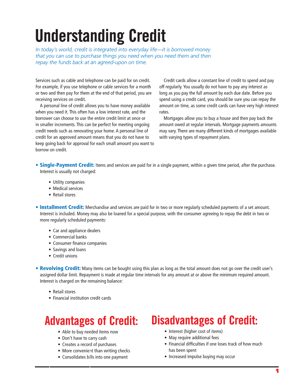 Understanding Credit