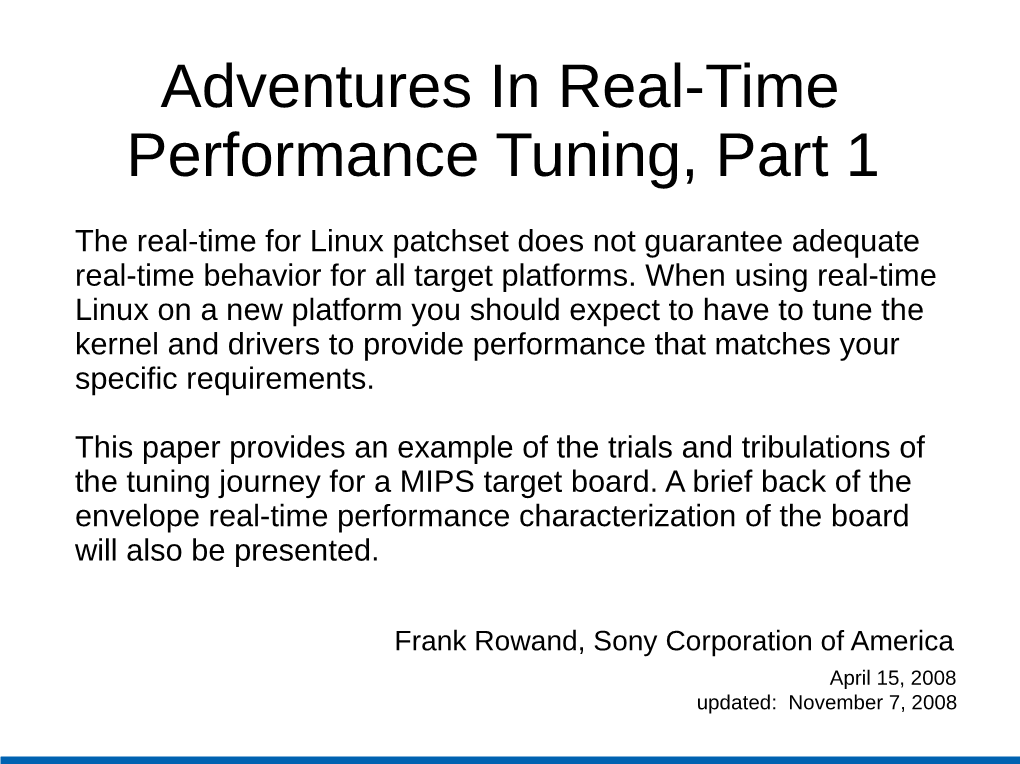 Adventures in Real-Time Performance Tuning, Part 1