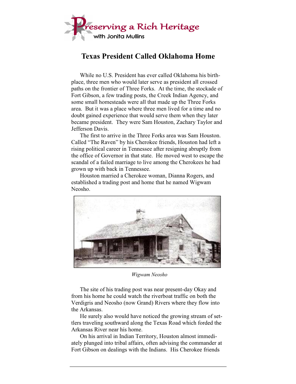 Texas President Called Oklahoma Home