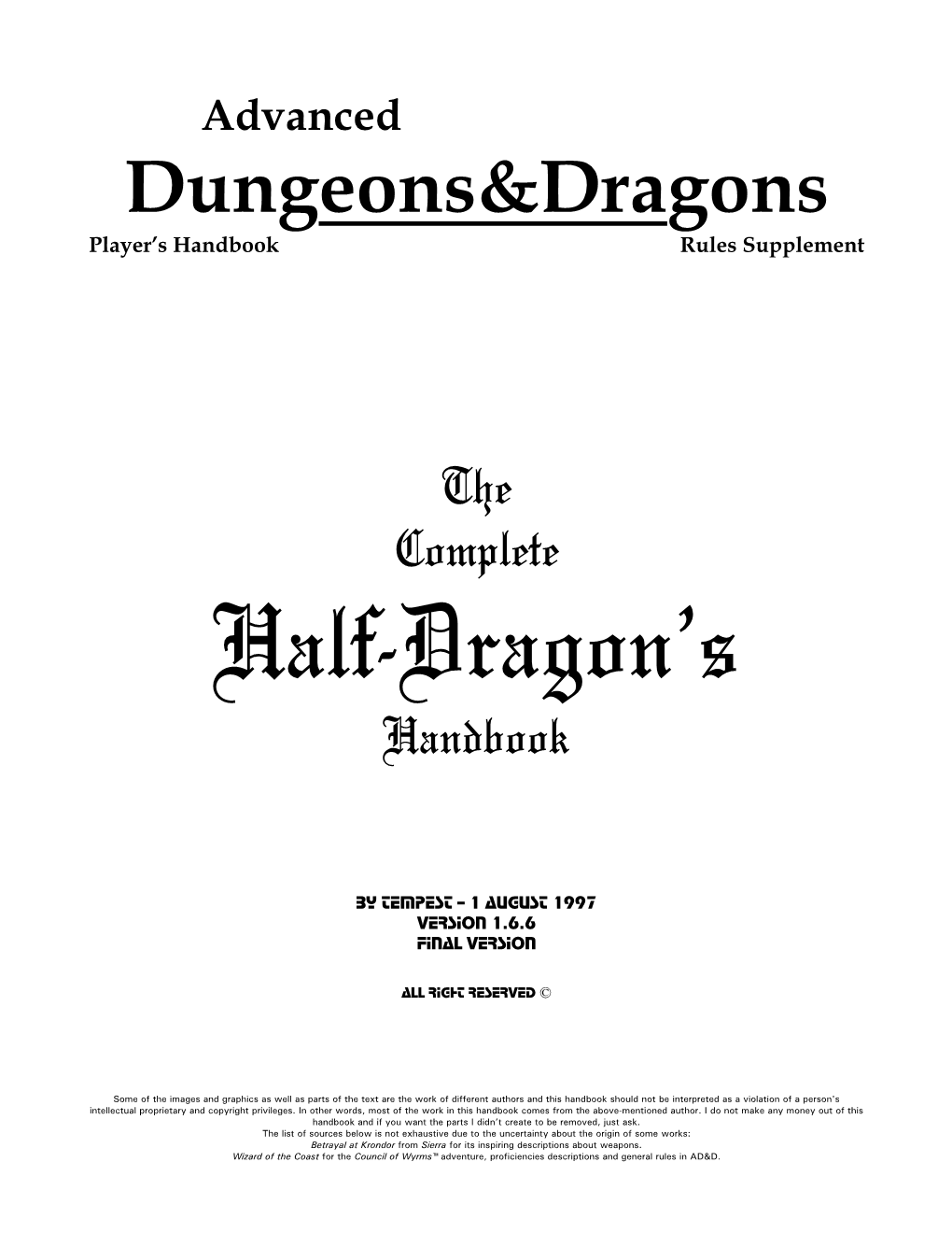 The Complete Half-Dragon's Handbook