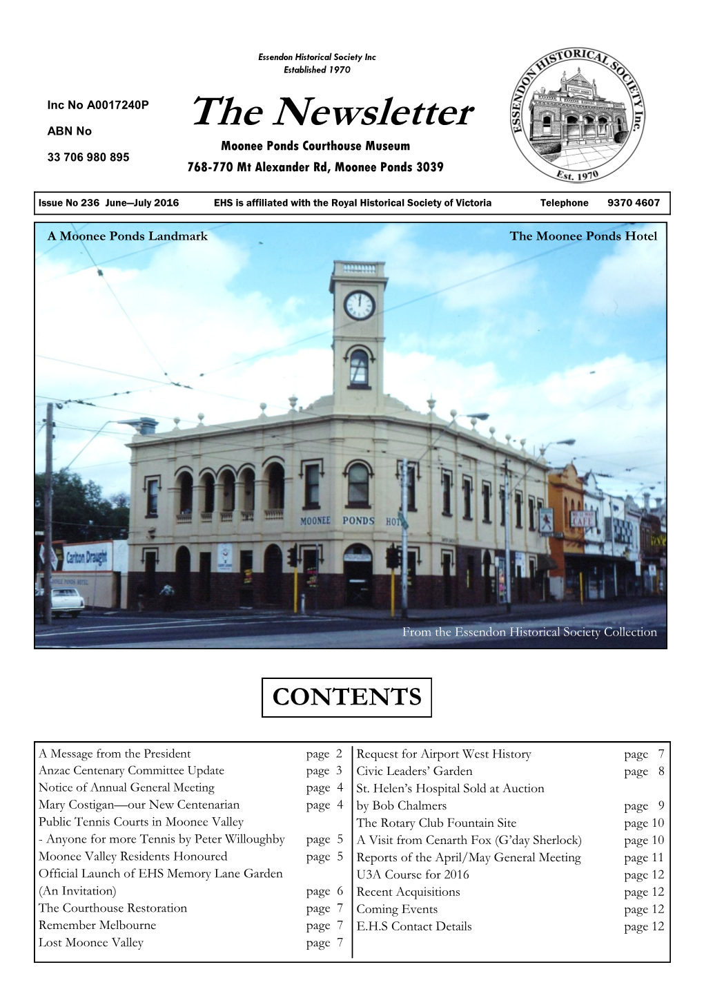 The Newsletter Moonee Ponds Courthouse Museum 33 706 980 895 768-770 Mt Alexander Rd, Moonee Ponds 3039